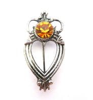 Vintage Scottish Style Faux Citrine Set Luckenbooth Design Brooch