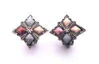 Vintage Scottish Style Faux Gem Set Clip On Earrings
