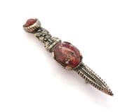 Vintage Scottish Style Faux Gem Set Dirk Dagger Design Brooch