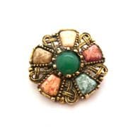 Vintage Scottish Style Faux Gemstone And Celtic Knot Work Design Brooch