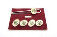 Vintage Scottish Style Thistle Flower Design Tie Slide And Cuff Link Set On Original Card