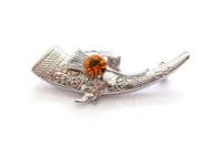 Vintage Scottish Thistle Flower Detailed Cornucopia Design Brooch By Mizpah