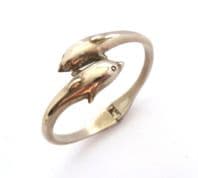 Vintage Silver Plated Hinged Dolphin Design Statement Bangle