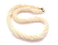 Vintage Six Stranded Faux Pearl Beaded  Twisted Torsade Style short Length Necklace
