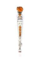 Vintage Small Amber Glass Rhinestone Set Scottish Dagger Dirk Design Brooch