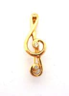 Vintage Small And Dainty Attwood And Sawyer Crystal Rhinestone Musical Note Brooch