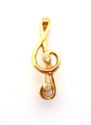 Vintage Small And Dainty Attwood And Sawyer Crystal Rhinestone Musical Note Brooch