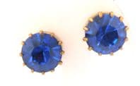 Vintage Small And Dainty Blue Rhinestone Clip On Earrings