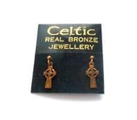 Vintage Small And Dainty Bronze Celtic Cross Design Earrings By Sea Gems On Original Header Card