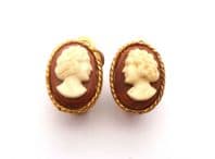 Vintage Small And Dainty Cameo Design Clip On Earrings