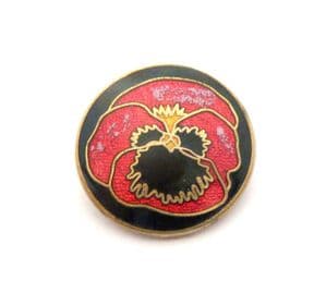 Vintage Small And Dainty Cloisonne Enamel Pansy Flower Brooch