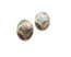 Vintage Small And Dainty Cloisonne Pink And Lilac Flower Design Blue Clip On Earrings