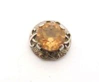 Vintage Small And Dainty Faux Cairngorm Glass Rhinestone Set Celtic Style Brooch