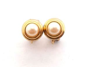 Vintage Small And Dainty Faux Pearl Clip On Earrings