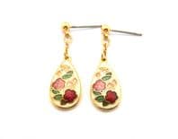 Vintage Small And Dainty Floral Drop Design Earrings By Fish And Crown