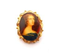 Vintage Small And Dainty Joseph Stieler Portrait Print Design Brooch Of Jane Digby