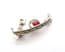 Vintage Small And Dainty Marcasite And Red Rhinestone Gondola Design Brooch