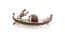 Vintage Small And Dainty Marcasite And Red Rhinestone Gondola Design Brooch