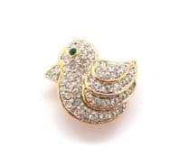 Vintage Small And Dainty Rhinestone Set Puffy Bird Design Brooch
