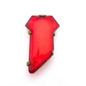 Vintage Small Art Deco Era Red Mirror Glass Style Dress Geometric Design Dress Clip