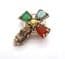 Vintage Small Celtic Cross Design Faux Gem Detailed Brooch