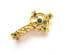 Vintage Small Celtic Cross Design Green Rhinestone Set Brooch