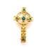Vintage Small Celtic Cross Design Green Rhinestone Set Brooch