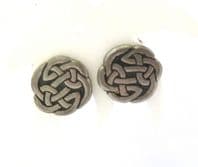 Vintage Small Celtic Knot Work Design Pewter Clip On Earrings By St Justin