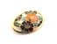 Vintage Small Cloisonne Enamel Oval Shaped Floral Flower Design Brooch