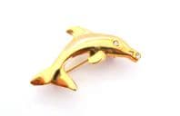 Vintage Small Dolphin Design Rhinestone Detailed Retro Brooch