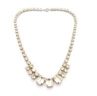 Vintage Small Drop And Emerald Cut Rhinestone Detailed Statement Choker Necklace