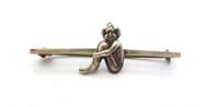 Vintage Small Early 20th Century Sterling Silver Cornish Lucky Pixie Style Design Bar Brooch