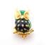 Vintage Small Enamel And Rhinestone Set Wise Owl Bird Design Brooch