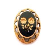 Vintage Small Intaglio Style Double Rose Flower Design Brooch