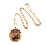 Vintage Small Laughing Cavalier Franz Hals Print Pendant And Necklace