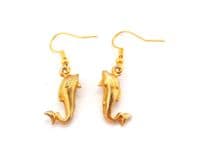 Vintage Small Leaping Dolphin Design Drop Earrings