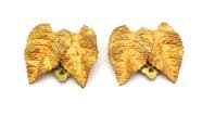 Vintage Small Pair Of Leaf Design Brass Dress Clips