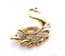 Vintage Small Rhinestone And Faux Pearl Swan Bird Design Retro Style Brooch