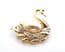 Vintage Small Rhinestone And Faux Pearl Swan Bird Design Retro Style Brooch