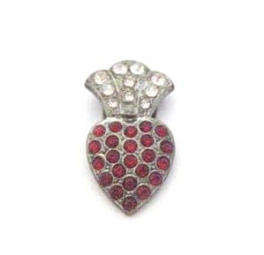 Vintage Small Rhinestone Set Art Deco Era Crowned Heart Design Czech Dress Clip