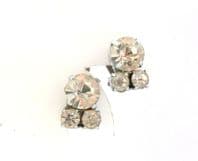 Vintage Small Rhinestone Set Geometric Design Clip On Earrings