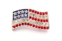 Vintage Small Rhinestone Set US American Flag Design Brooch