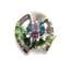 Vintage Small Scottish Style Thistle Flower Horseshoe Design Rainbow Glass  Brooch By Mizpah