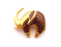 Vintage Small Small Elephant Design Brooch With Brown Faux Snake Skin Hide
