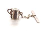 Vintage Small Sophos Tankard Design Tie Tack Lapel Pin With Chain With Chain