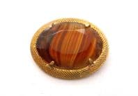 Vintage Small Sphinx Faux Agate Marbled Porphyry Glass Set Modernist Style Brooch