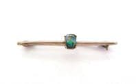 Vintage Small Sterling Silver Opal Gemstone Set Bar Design Brooch