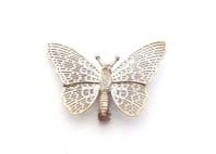 Vintage Small Sterling Silver Pierced Work Butterfly Brooch