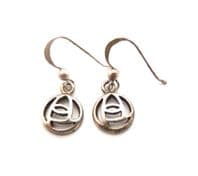 Vintage Small Sterling Silver Rennie Mackintosh Inspired Geometric Drop Design Earrings