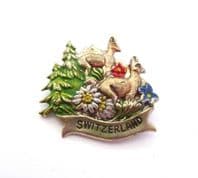 Vintage Small Switzerland Souvenir Enamel Detailed Travel Design Brooch
